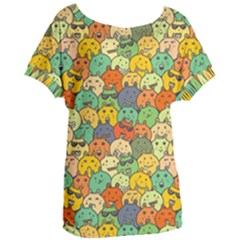 Seamless Pattern With Doodle Bunny Women s Oversized Tee