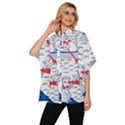 Nautical Cats Seamless Pattern Women s Batwing Button Up Shirt View2