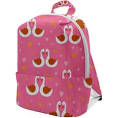 Swan Pattern Elegant Style Zip Up Backpack by Simbadda