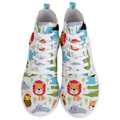 Seamless Pattern Vector With Animals Cartoon Men s Lightweight High Top Sneakers by Simbadda