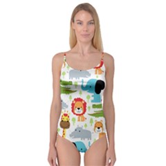 Seamless Pattern Vector With Animals Cartoon Camisole Leotard  by Simbadda