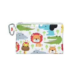 Seamless Pattern Vector With Animals Cartoon Canvas Cosmetic Bag (small) by Simbadda