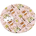 Cute Tiger Car Safari Seamless Pattern Wooden Puzzle Round View3