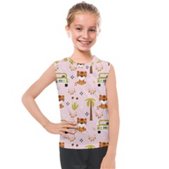 Cute Tiger Car Safari Seamless Pattern Kids  Mesh Tank Top by Simbadda