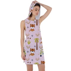 Cute Tiger Car Safari Seamless Pattern Racer Back Hoodie Dress by Simbadda