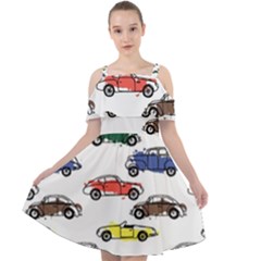 Cars Pattern Cut Out Shoulders Chiffon Dress by Simbadda