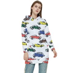 Cars Pattern Women s Long Oversized Pullover Hoodie by Simbadda