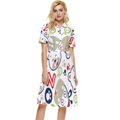 Animals Pattern Button Top Knee Length Dress by Simbadda