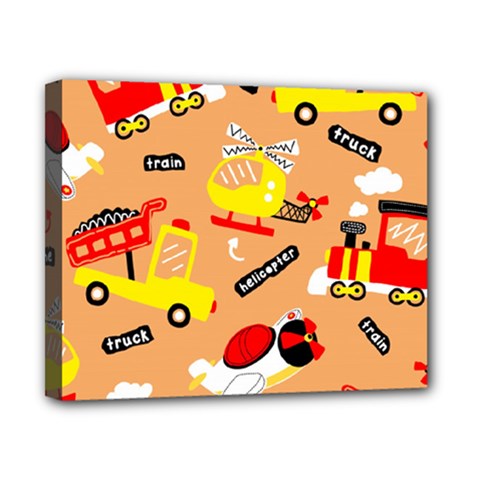 Seamless Pattern Cartoon With Transportation Vehicles Canvas 10  X 8  (stretched) by Simbadda