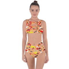 Seamless Pattern Cartoon With Transportation Vehicles Bandaged Up Bikini Set  by Simbadda