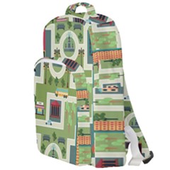 City Seamless Pattern Double Compartment Backpack