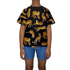 Seamless Exotic Pattern With Tigers Kids  Short Sleeve Swimwear by Simbadda