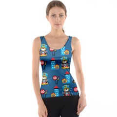 Racing-car-printing-set-cartoon-vector-pattern Women s Basic Tank Top by Simbadda