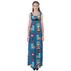 Racing-car-printing-set-cartoon-vector-pattern Empire Waist Maxi Dress by Simbadda