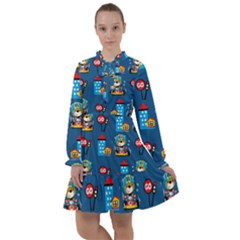 Racing-car-printing-set-cartoon-vector-pattern All Frills Chiffon Dress by Simbadda