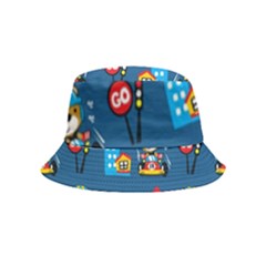 Racing-car-printing-set-cartoon-vector-pattern Inside Out Bucket Hat (kids) by Simbadda