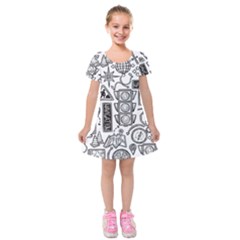 Navigation-seamless-pattern Kids  Short Sleeve Velvet Dress