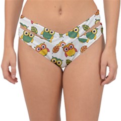 Background-with-owls-leaves-pattern Double Strap Halter Bikini Bottoms by Simbadda