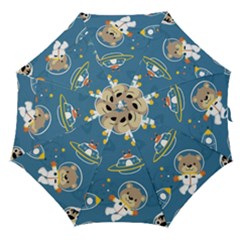 Seamless-pattern-funny-astronaut-outer-space-transportation Straight Umbrellas by Simbadda