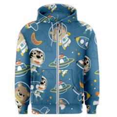 Seamless-pattern-funny-astronaut-outer-space-transportation Men s Zipper Hoodie by Simbadda