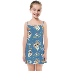 Seamless-pattern-funny-astronaut-outer-space-transportation Kids  Summer Sun Dress by Simbadda