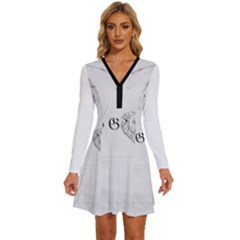 (2)dx Hoodie  Long Sleeve Deep V Mini Dress 