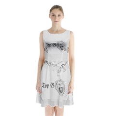 (2)dx Hoodie Sleeveless Waist Tie Chiffon Dress by Alldesigners
