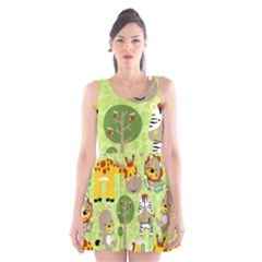 Funny Animals Cartoon Scoop Neck Skater Dress by Simbadda