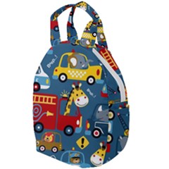 Seamless Pattern Vehicles Cartoon With Funny Drivers Travel Backpack by Simbadda