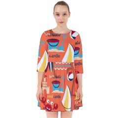 Seamless Pattern Vector Beach Holiday Theme Set Smock Dress