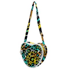 Seamless Leopard Wild Pattern Animal Print Heart Shoulder Bag by Simbadda