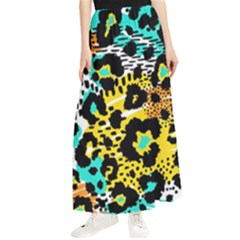 Seamless Leopard Wild Pattern Animal Print Maxi Chiffon Skirt by Simbadda