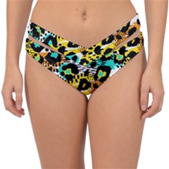 Seamless Leopard Wild Pattern Animal Print Double Strap Halter Bikini Bottoms by Simbadda