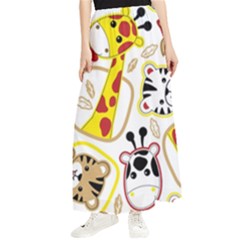 Vector Seamless Pattern Nice Animals Cartoon Maxi Chiffon Skirt by Simbadda