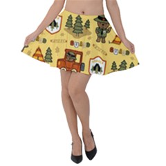 Seamless Pattern Funny Ranger Cartoon Velvet Skater Skirt by Simbadda