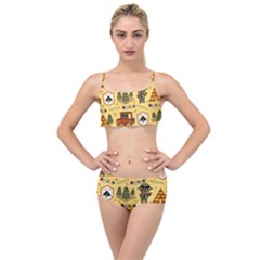 Seamless Pattern Funny Ranger Cartoon Layered Top Bikini Set by Simbadda