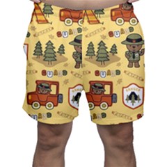 Seamless Pattern Funny Ranger Cartoon Men s Shorts by Simbadda