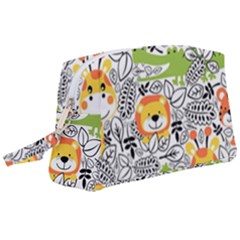 Seamless Pattern With Wildlife Cartoon Wristlet Pouch Bag (large) by Simbadda