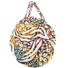 Abstract Geometric Seamless Pattern With Animal Print Giant Round Zipper Tote