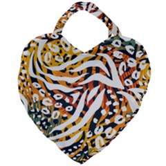 Abstract Geometric Seamless Pattern With Animal Print Giant Heart Shaped Tote by Simbadda