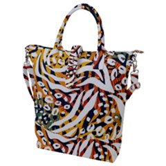 Abstract Geometric Seamless Pattern With Animal Print Buckle Top Tote Bag by Simbadda