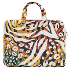 Abstract Geometric Seamless Pattern With Animal Print Macbook Pro 13  Double Pocket Laptop Bag by Simbadda