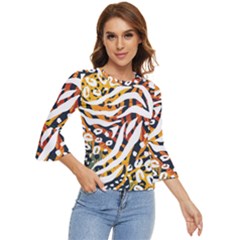 Abstract Geometric Seamless Pattern With Animal Print Bell Sleeve Top