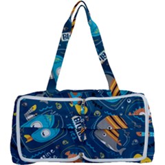 Seamless Pattern Vector Submarine With Sea Animals Cartoon Multi Function Bag