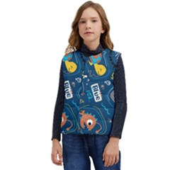 Seamless Pattern Vector Submarine With Sea Animals Cartoon Kid s Button Up Puffer Vest	