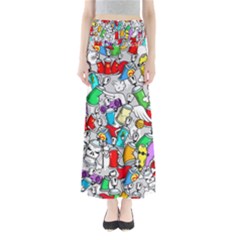 Graffiti Characters Seamless Pattern Full Length Maxi Skirt by Simbadda