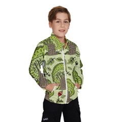 Seamless Pattern With Trees Owls Kids  Windbreaker