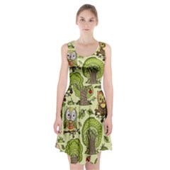 Seamless Pattern With Trees Owls Racerback Midi Dress by Simbadda