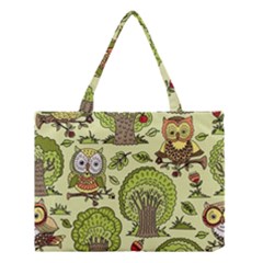 Seamless Pattern With Trees Owls Medium Tote Bag