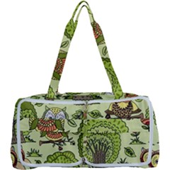 Seamless Pattern With Trees Owls Multi Function Bag